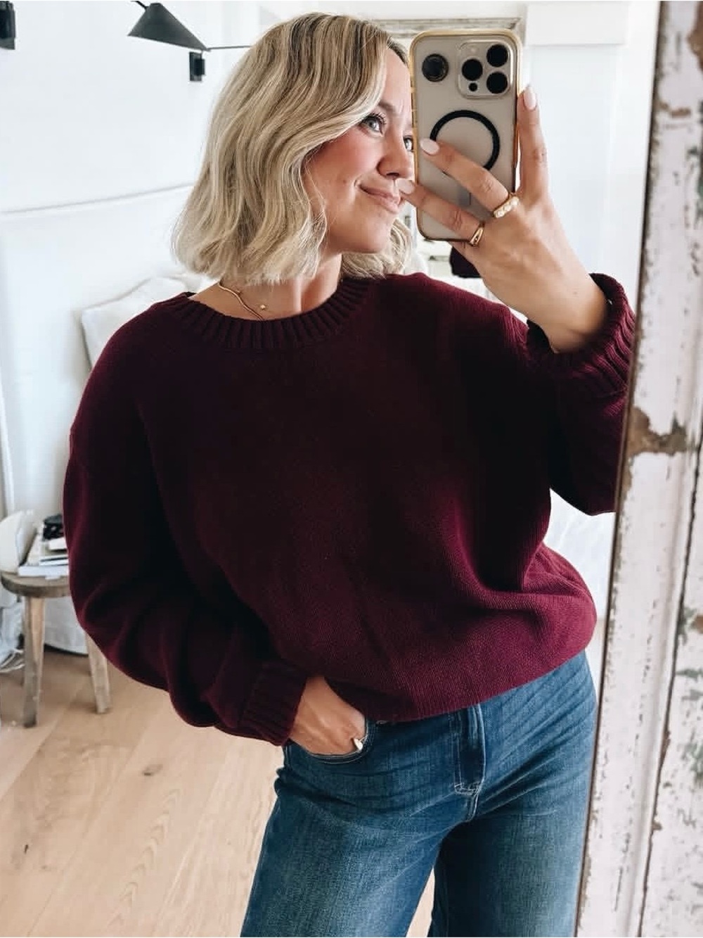 NWOT-Carly Jean Los Angeles Ryann Sweater in Burgundy